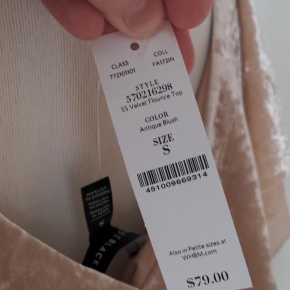 White House Black Market SS Velvet Flounce Top - Picture 6 of 8